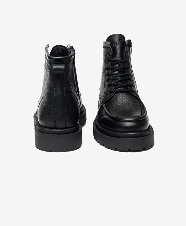 Erkek Siyah Hakiki Deri Casual Bot - 5