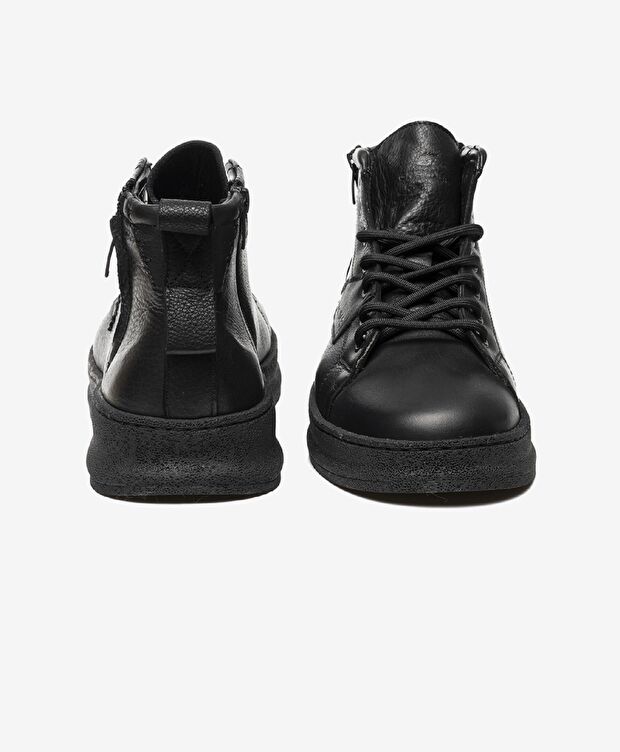 Erkek Siyah Hakiki Deri Sneaker Bot - 5