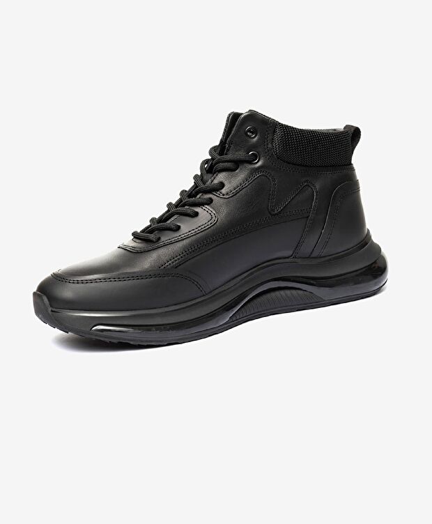 Erkek Siyah Hakiki Deri Sneaker Bot - 2