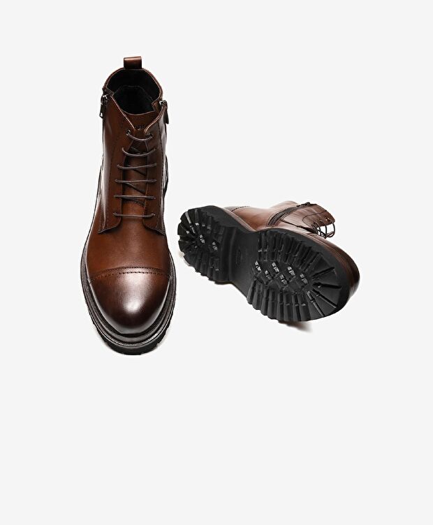 Erkek kahverengi Hakiki Deri Casual Bot - 5