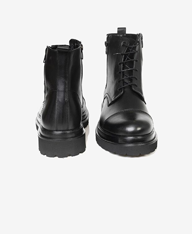 Erkek Siyah Hakiki Deri Casual Bot - 5