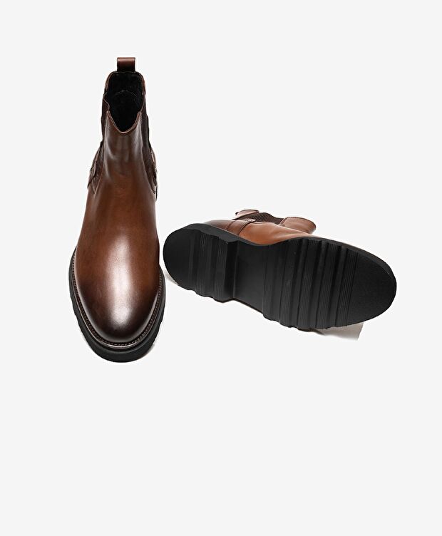 Erkek kahverengi Hakiki Deri Casual Bot - 5