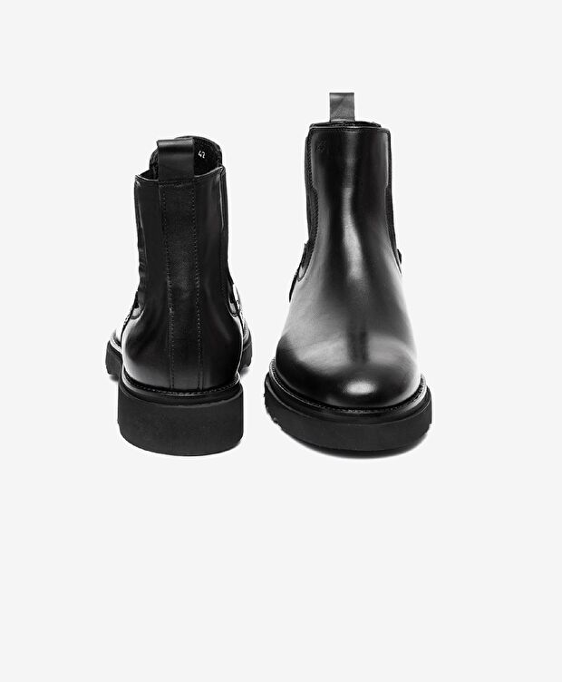 Erkek Siyah Hakiki Deri Casual Bot - 6