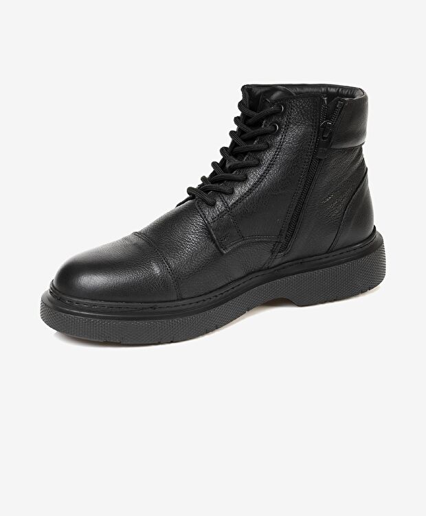 Erkek Siyah Hakiki Deri Casual Bot - 2