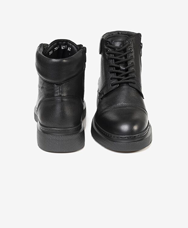 Erkek Siyah Hakiki Deri Casual Bot - 5