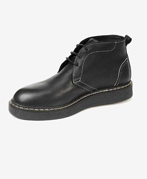 Erkek Siyah Hakiki Deri Klasik Bot - 2