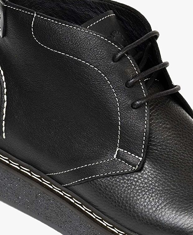 Erkek Siyah Hakiki Deri Klasik Bot - 4