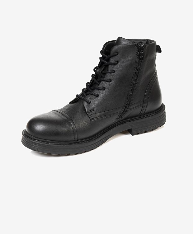 Erkek Siyah Hakiki Deri Casual Bot - 2