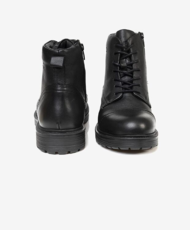 Erkek Siyah Hakiki Deri Casual Bot - 5