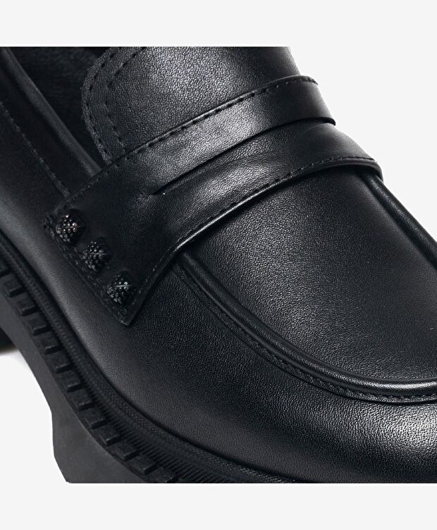 Kadın Siyah Hakiki Deri Loafer Ayakkabı - 4