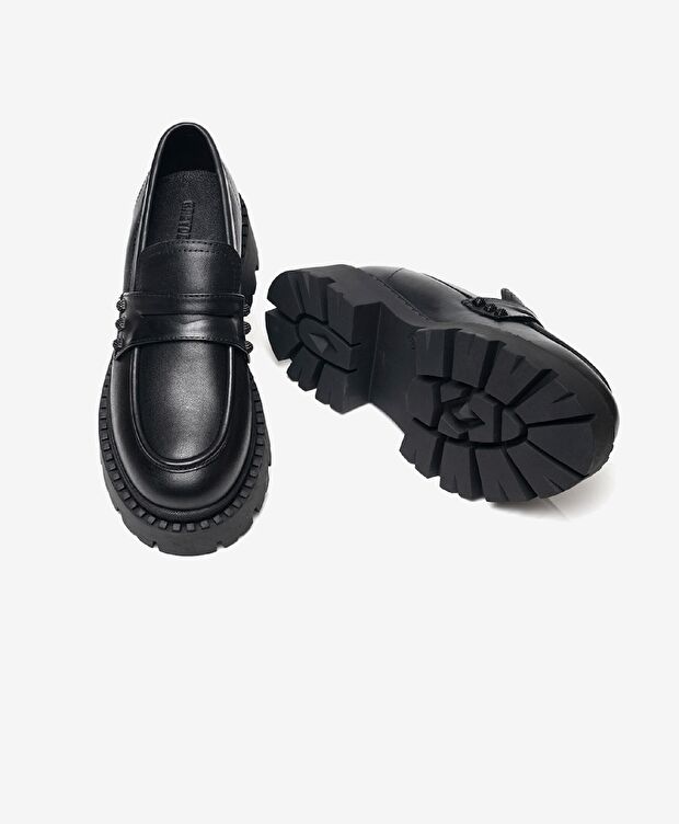 Kadın Siyah Hakiki Deri Loafer Ayakkabı - 5