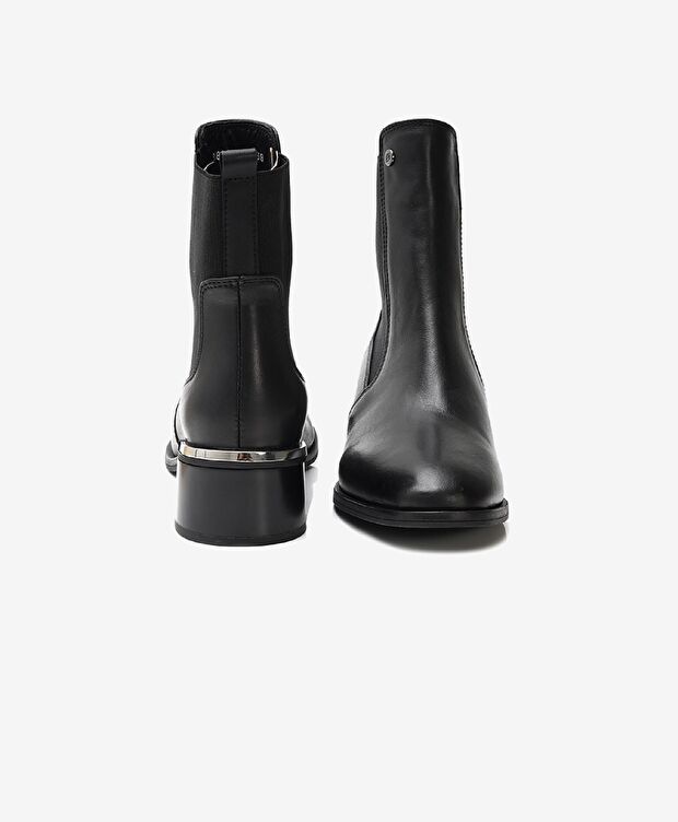 Kadın Siyah Hakiki Deri Topuklu Bot - 6