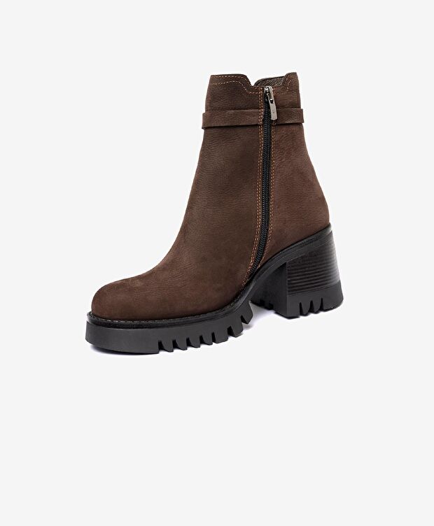 Kadın Kahverengi Hakiki Deri Topuklu Bot - 2