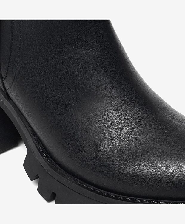 Kadın Siyah Hakiki Deri Topuklu Bot - 4