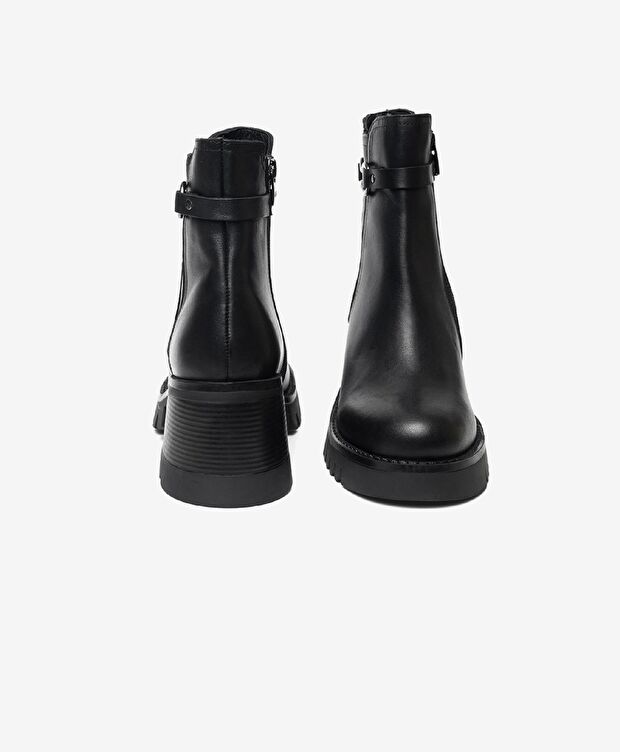 Kadın Siyah Hakiki Deri Topuklu Bot - 6