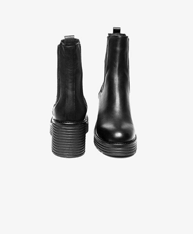 Kadın Siyah Hakiki Deri Topuklu Bot - 6