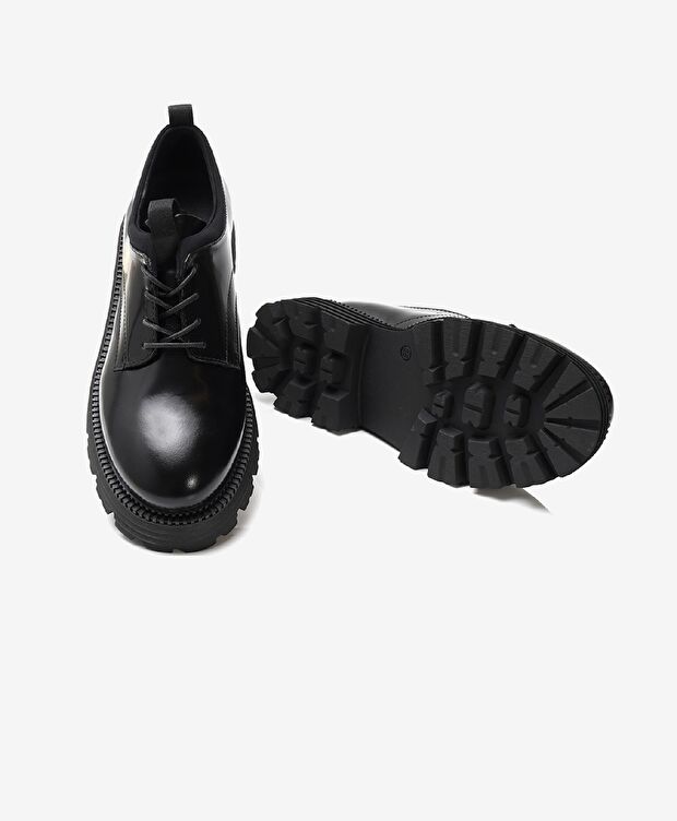 Kadın Parlak Siyah Hakiki Deri Oxford Ayakkabı - 6