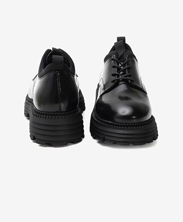 Kadın Parlak Siyah Hakiki Deri Oxford Ayakkabı - 7