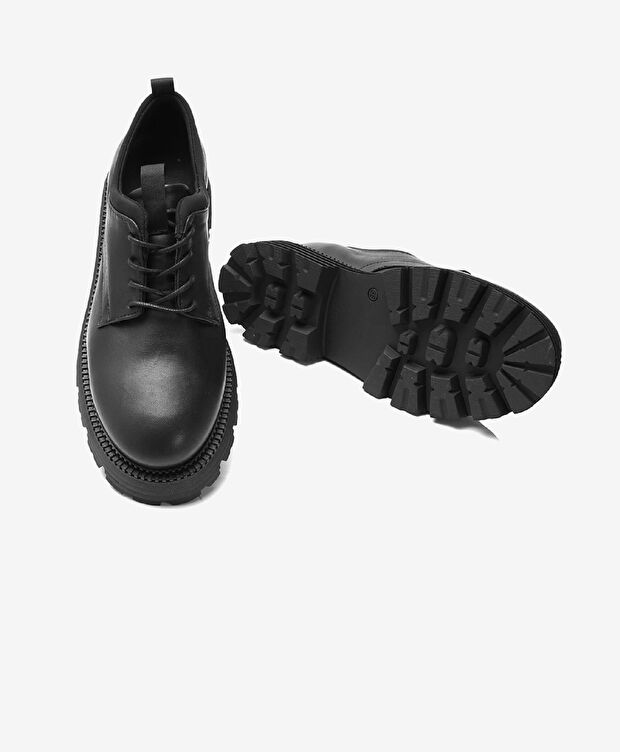 Kadın Siyah Hakiki Deri Oxford Ayakkabı - 5