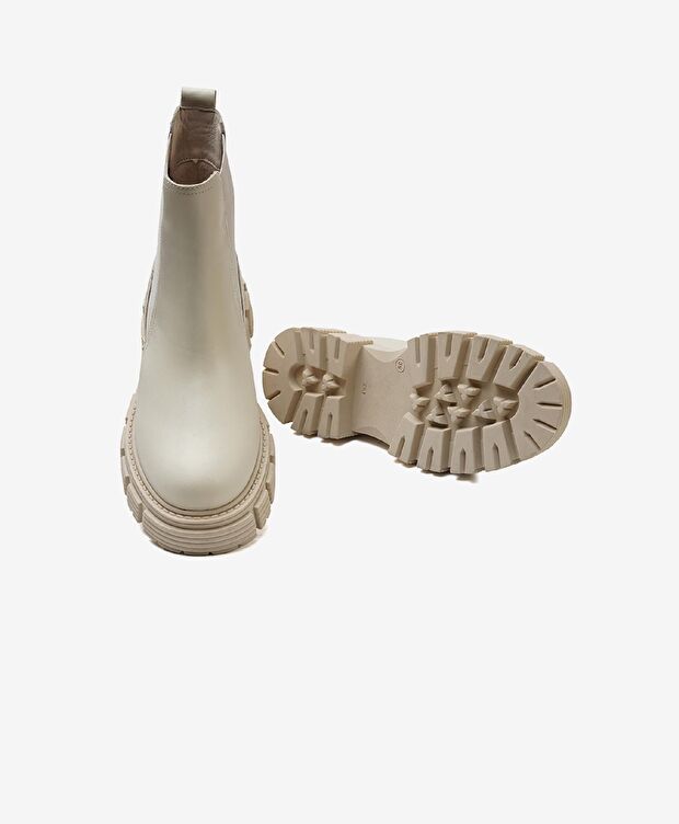 Kadın Ekru Hakiki Deri Chelsea Bot - 5