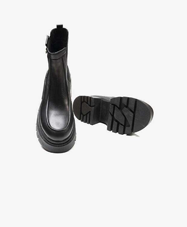 Kadın Siyah Hakiki Deri Memory Foam Taban Chelsea Bot - 5