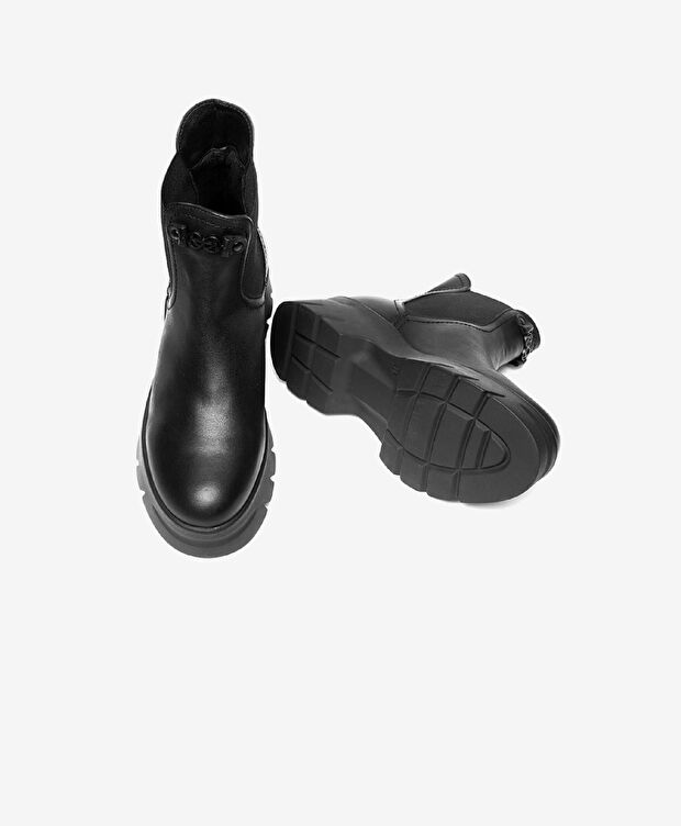 Kadın Siyah Hakiki Deri Chelsea Bot - 5