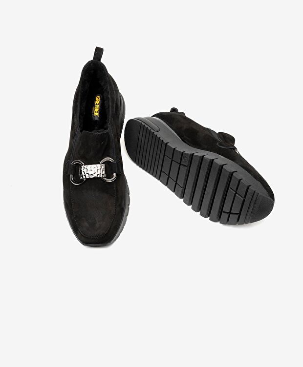 Kadın Siyah Nubuk Hakiki Deri Casual Ayakkabı - 5