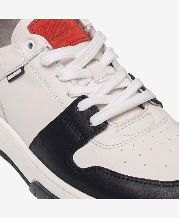 Kadın Beyaz Siyah Hakiki Deri Sneaker Ayakkabı - 4