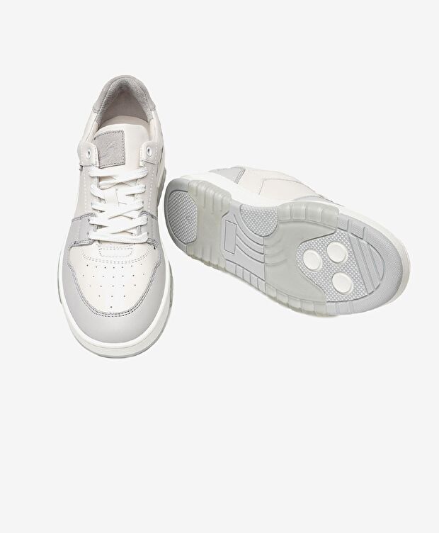Kadın Beyaz Gri Hakiki Deri Sneaker Ayakkabı - 6