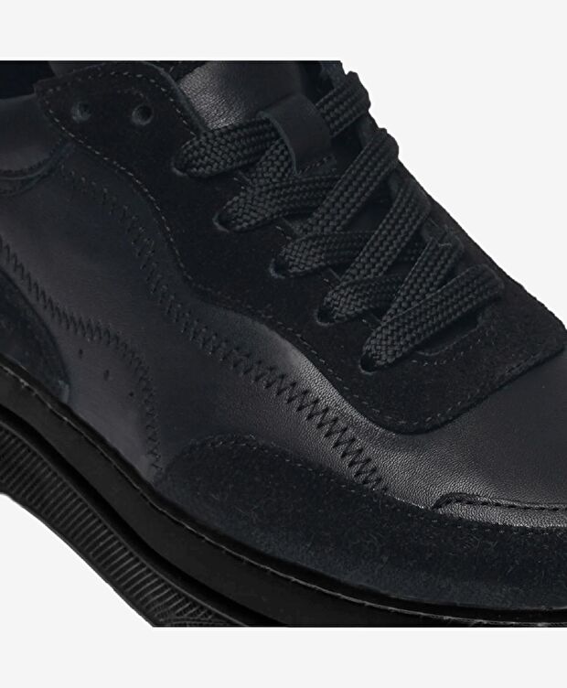 Kadın Siyah Hakiki Deri Sneaker Ayakkabı 3K2SA33071 - 4