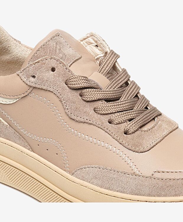 Kadın Açık Vizon Hakiki Deri Sneaker Ayakkabı - 5