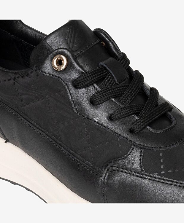 Kadın Siyah Hakiki Deri Spor Ayakkabı - 5