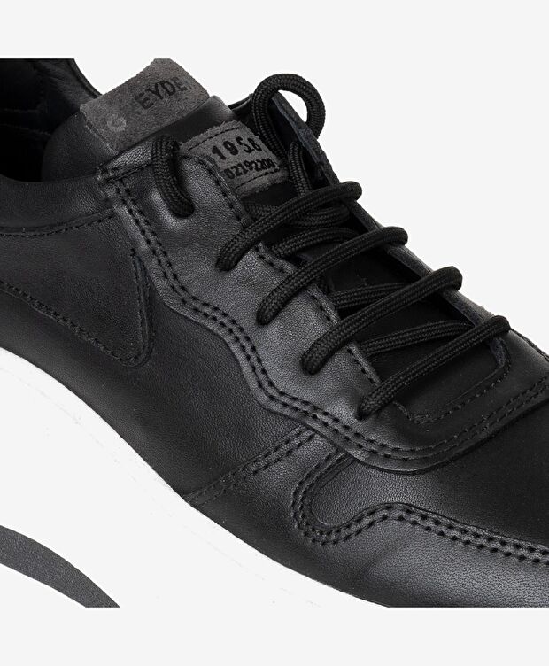 Kadın Siyah Hakiki Deri Sneaker Ayakkabı - 4