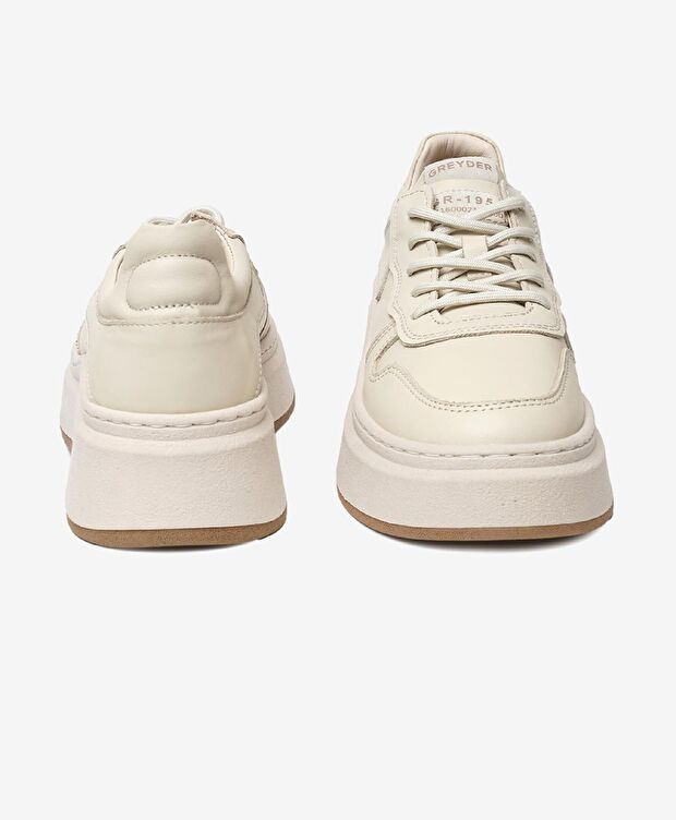 Kadın Ekru Hakiki Deri Sneaker Ayakkabı - 6