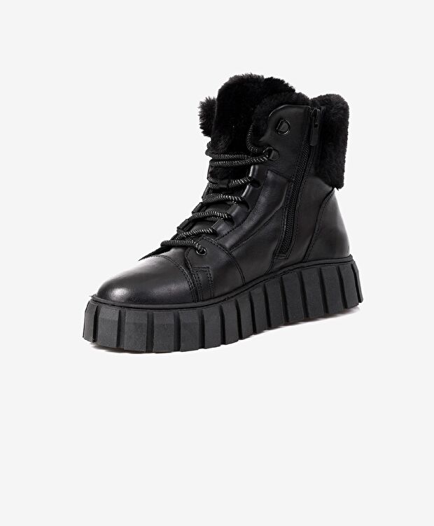 Kadın Siyah Hakiki Deri Memory Foam Taban Sneaker Bot - 2