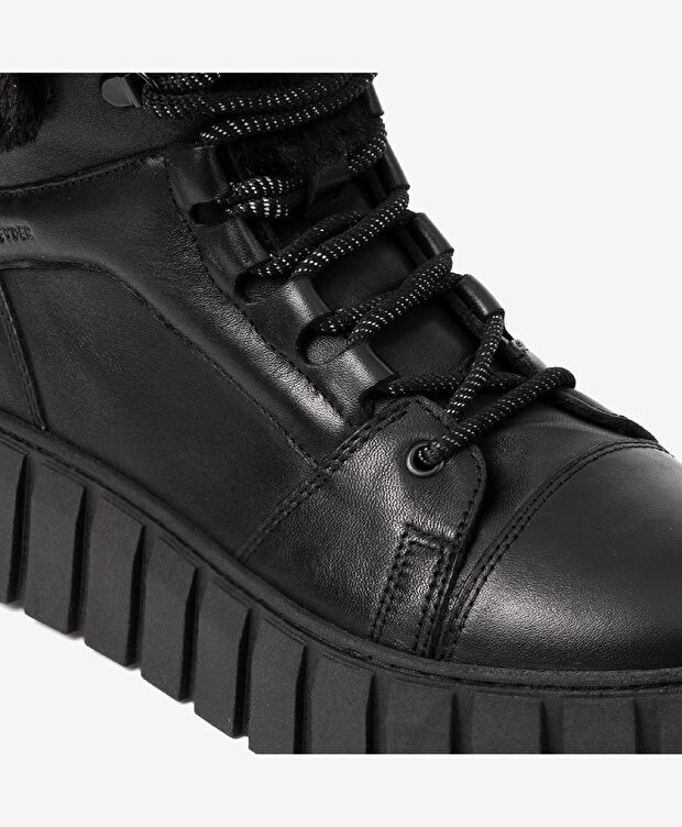 Kadın Siyah Hakiki Deri Memory Foam Taban Sneaker Bot - 4