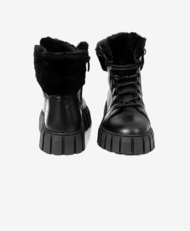 Kadın Siyah Hakiki Deri Memory Foam Taban Sneaker Bot - 6