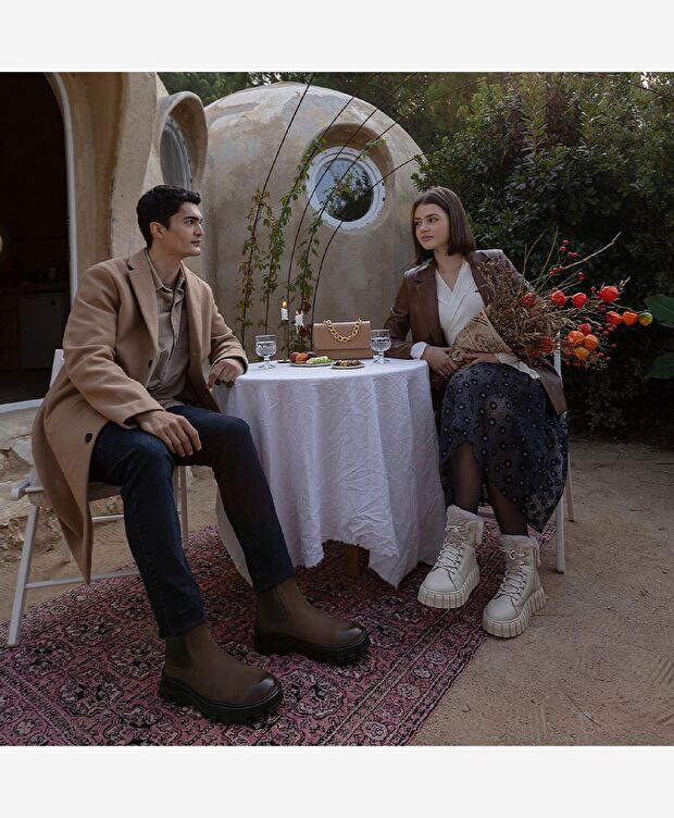 Kadın Ekru Hakiki Deri Sneaker Bot - 7