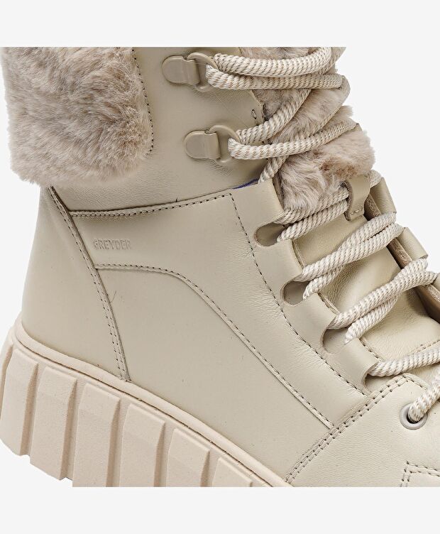 Kadın Ekru Hakiki Deri Sneaker Bot - 4