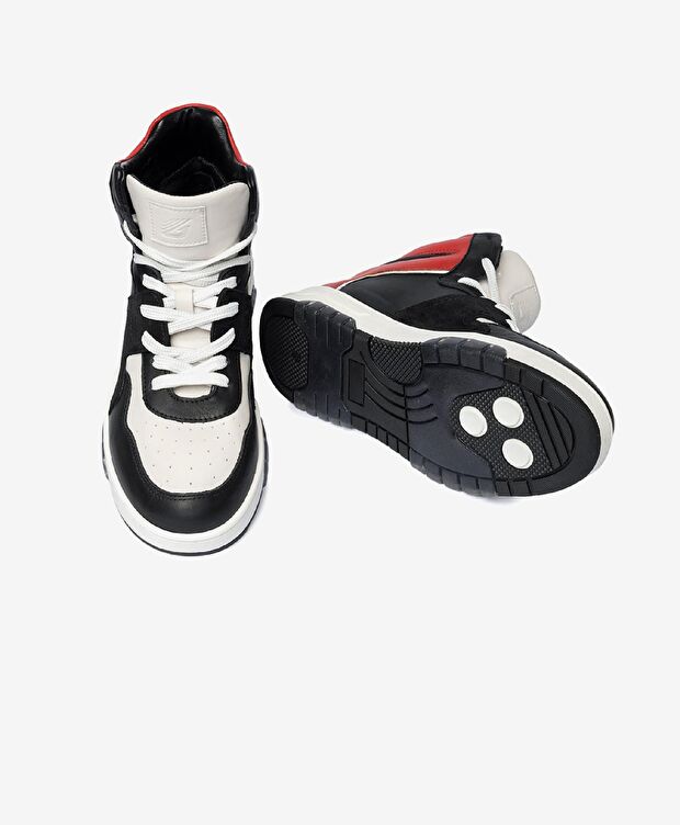 Kadın Beyaz Siyah Hakiki Deri Sneaker Bot - 5