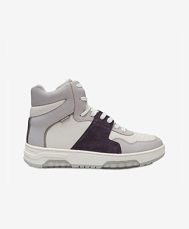 Kadın Beyaz Lila Hakiki Deri Sneaker Bot - 1