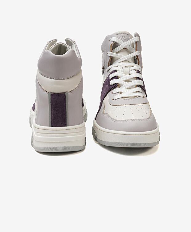 Kadın Beyaz Lila Hakiki Deri Sneaker Bot - 6
