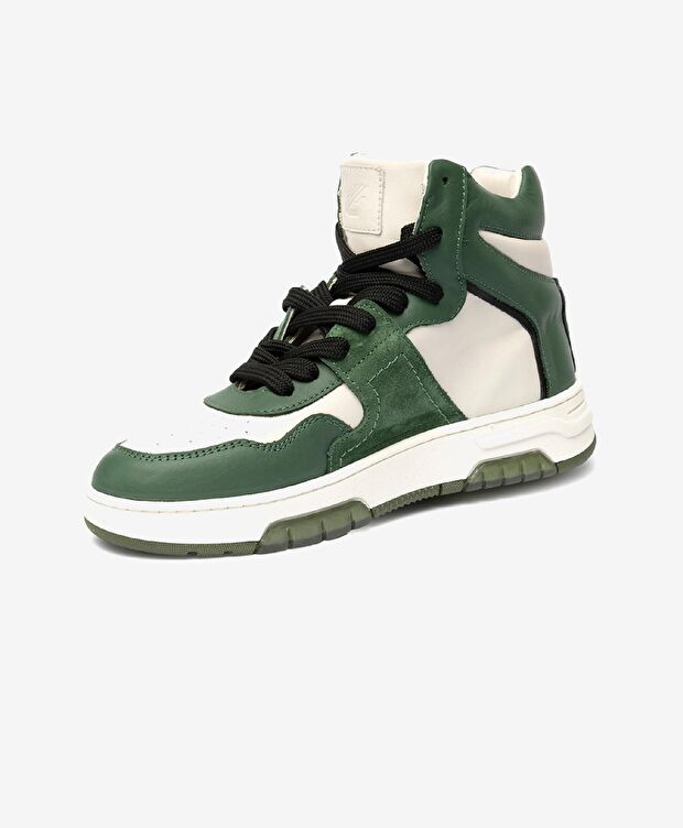 Kadın Beyaz Haki Hakiki Deri Sneaker Bot - 2