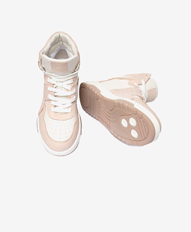 Kadın Beyaz Pudra Hakiki Deri Sneaker Bot - 5