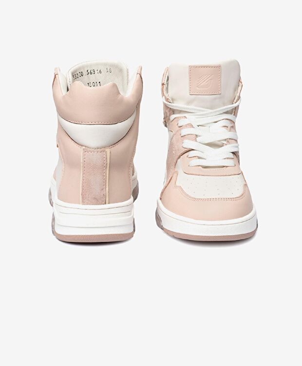 Kadın Beyaz Pudra Hakiki Deri Sneaker Bot - 6