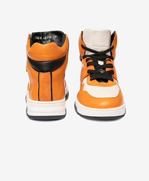 Kadın Beyaz Oranj Yeşili Hakiki Deri Sneaker Bot - 6