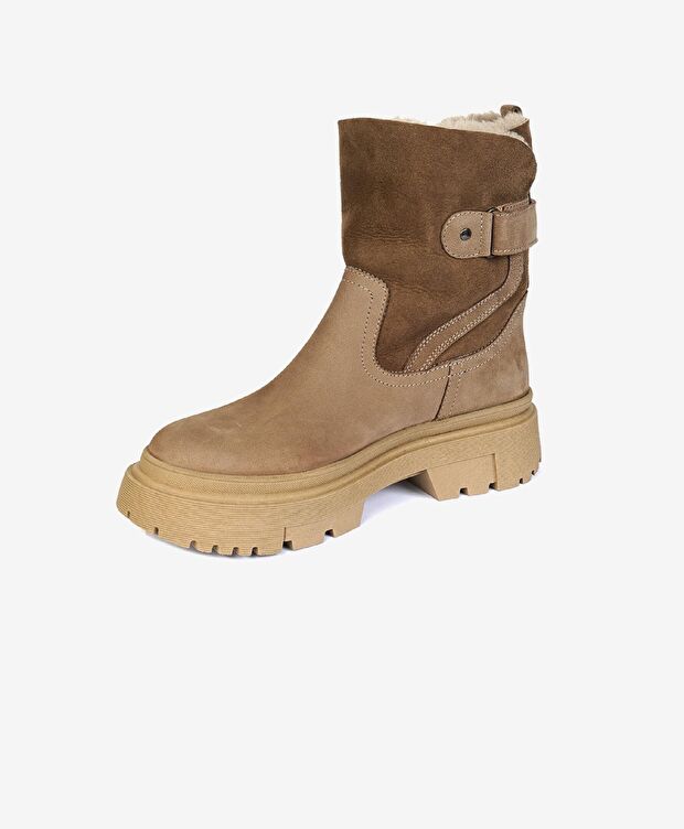 Kadın Sahra Nubuk Hakiki Deri Military Bot - 2