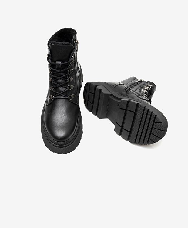 Kadın Siyah Hakiki Deri Termo Light Taban Casual Bot - 5