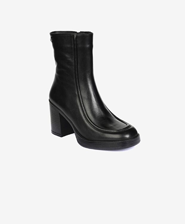 Kadın Siyah Hakiki Deri Topuklu Bot - 1