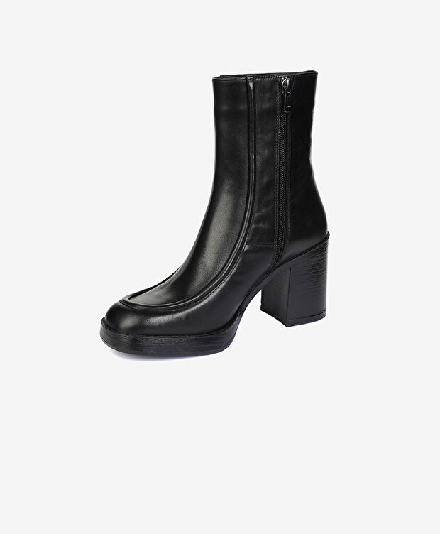 Kadın Siyah Hakiki Deri Topuklu Bot - 2